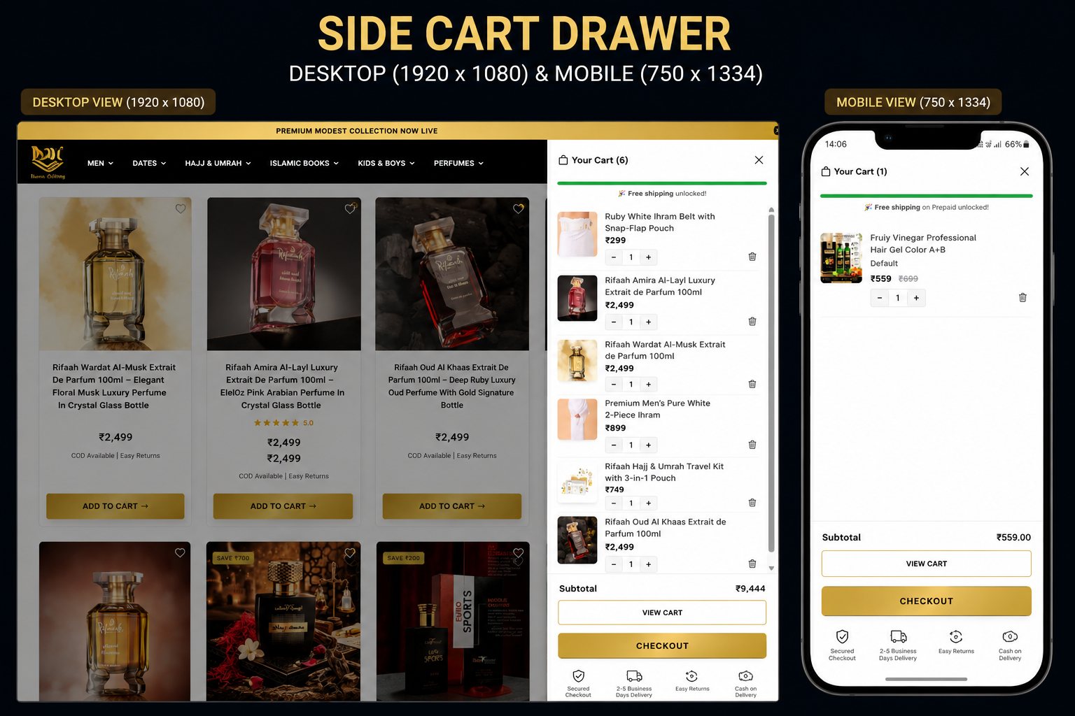 Slide Cart Drawer & Checkout
